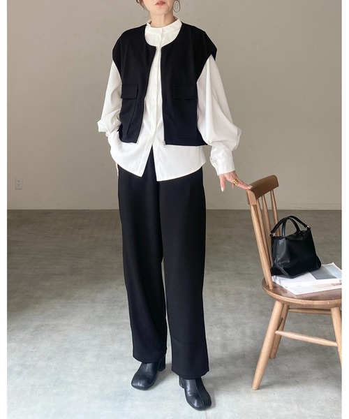  「マープ」 Sサイズ ジレ She's Closet ベスト ジレ ショート丈フラップポケット付きフロント
