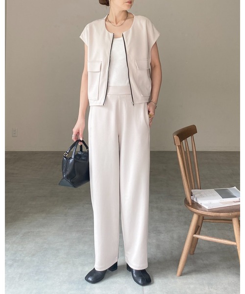 She's Closet ベスト ジレ ショート丈フラップポケット付きフロント