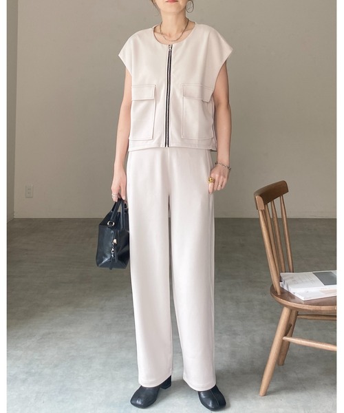 She's Closet ベスト ジレ ショート丈フラップポケット付きフロント