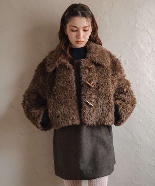 Nu コート アウター 「Nu」ショート丈ボリュームファーコート