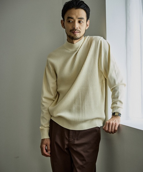 JUN STANDARD PICKS セーター ニット 前身ケーブルモックネックニット