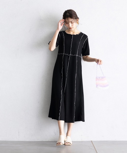 「GeeRA」 半袖ワンピース MEDIUM ブラック レディース_画像6
