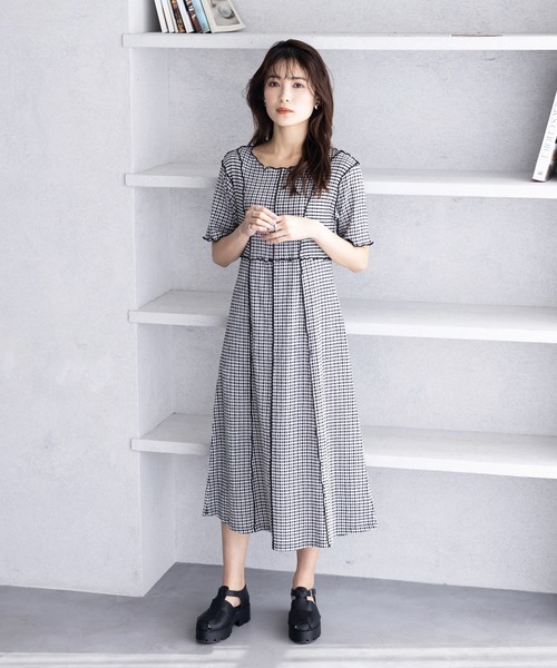 「GeeRA」 半袖ワンピース MEDIUM ブラック レディース_画像7