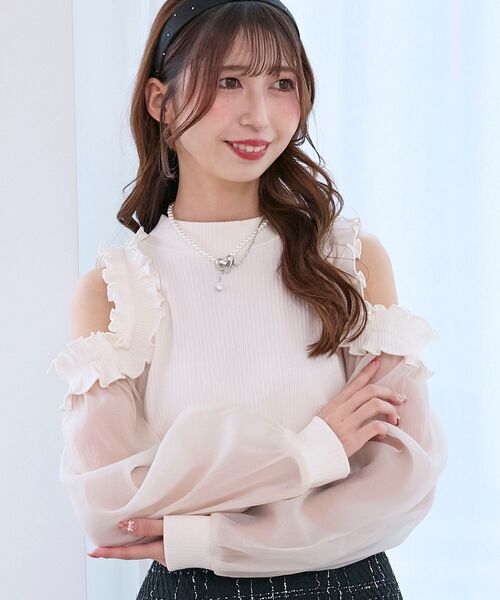 オープンショルダートップス【フリルトップスにもなる】 MAJESTIC LEGON（マジェスティックレゴン） tシャツ オープン