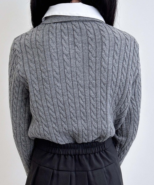 INGNI（イング） ニット セーター ダブルカラーケーブルポロニット