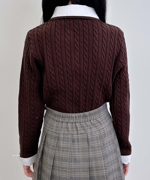 INGNI（イング） ニット セーター ダブルカラーケーブルポロニット