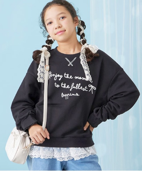 trois lapins kp トレーナー trois lapins 裾レース 裏毛トレーナー