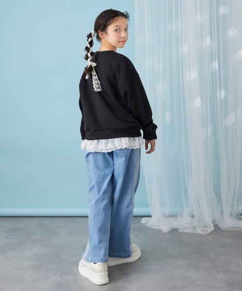 trois lapins kp トレーナー trois lapins 裾レース 裏毛トレーナー