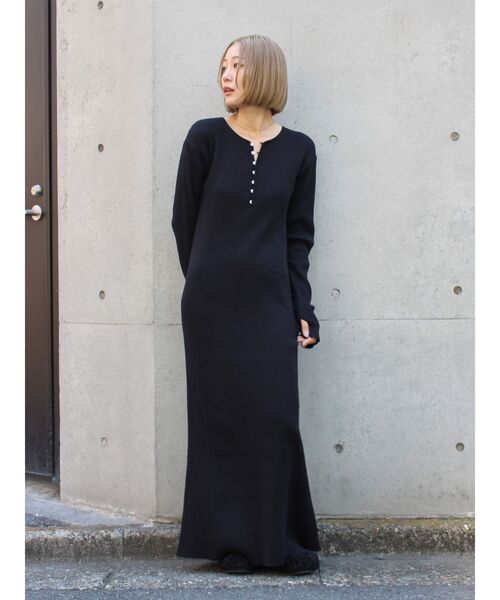 Ungrid（アングリッド） ワンピース ヘンリーネックニットワンピース