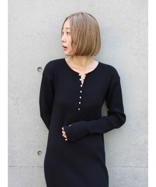 Ungrid（アングリッド） ワンピース ヘンリーネックニットワンピース