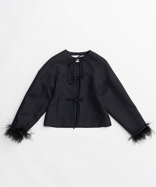 コート アウター フェザートリムジャケット / Feather Trim Jacket レディースの画像