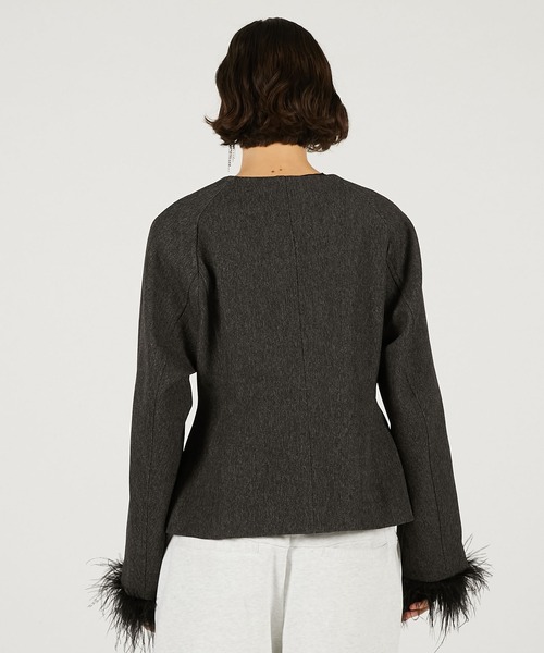 コート アウター フェザートリムジャケット / Feather Trim Jacket レディースの画像
