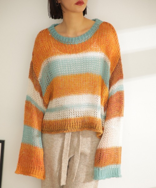 「ROSE BUD」 長袖ニット ONE SIZE オレンジ レディース_画像9