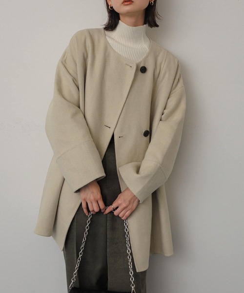 「SENSE OF PLACE by URBAN RESEARCH」 ノーカラーコート ONE ライトベージュ レディース_画像2