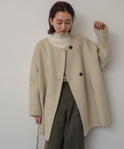 「SENSE OF PLACE by URBAN RESEARCH」 ノーカラーコート ONE ライトベージュ レディース_画像4