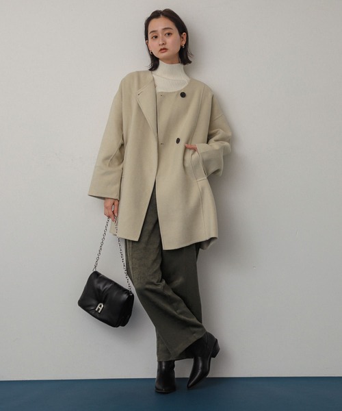 「SENSE OF PLACE by URBAN RESEARCH」 ノーカラーコート ONE ライトベージュ レディース_画像7