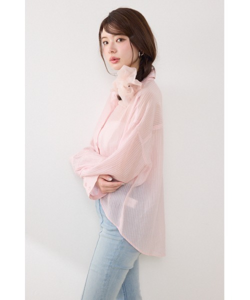 rienda（リエンダ） ブラウス シャツ アシンメトリーストライプシャツ 