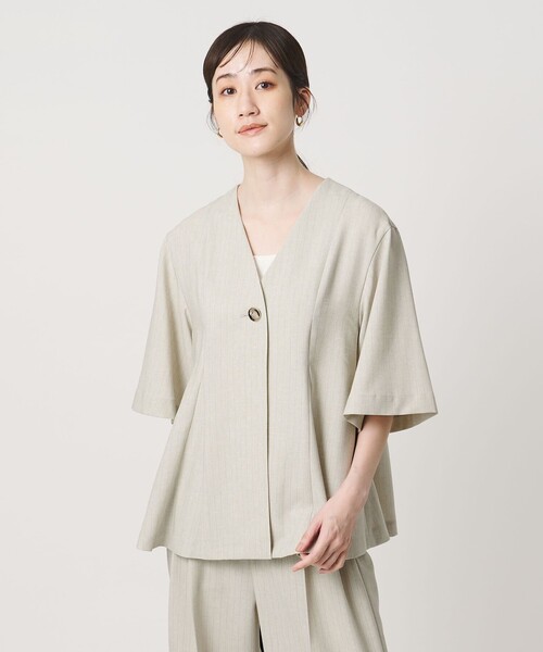 美品　ユナイテッドアローズ　ペプラムブラウス　長袖ブラウス　ストライプ UNITED ARROWS - 美品 ユナイテッドアローズ ペプラムブラウス 長袖