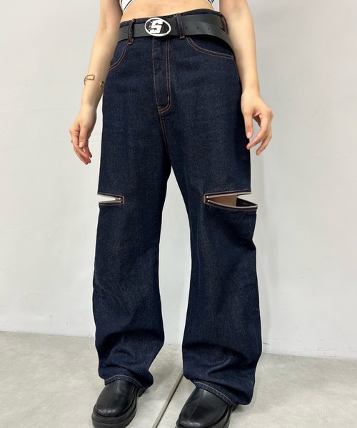 「WHO'S WHO gallery」 デニムパンツ FREE ブラック レディース_画像3