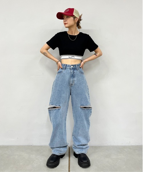 「WHO'S WHO gallery」 デニムパンツ FREE ブラック レディース_画像5