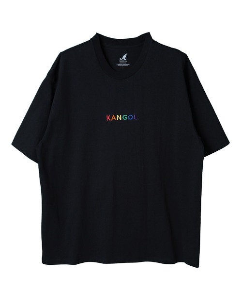 KANGOL 黒 半袖Tシャツ ロゴ入り セール】KANGOL/カンゴール 別注 ロゴ ワンポイント刺繍オーバー