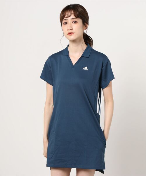正品 adidas 3S dress ストライプドレス/ポロワンピース 正品 adidas 3S dress ストライプドレス/ポロワンピース (adidas