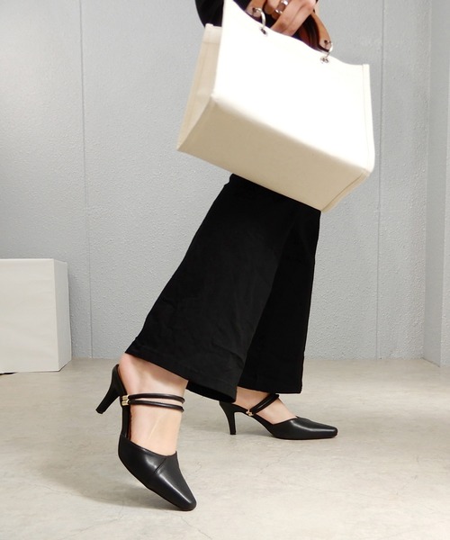 BRENTA ブレンタ プチヒール ストラップ パンプス ミュール ポインテッド BRENTA ポインテッド ミュールパンプス | maison