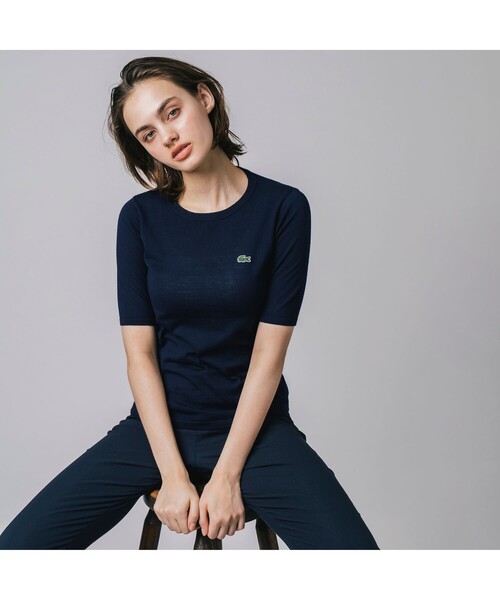 LACOSTE ニット セーター UVカット 吸水速乾 ウォッシャブル