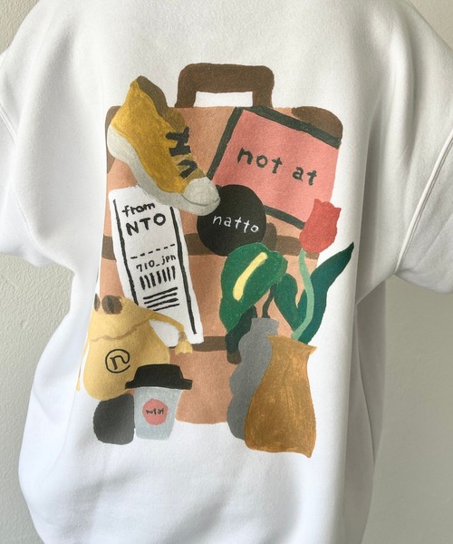 トレーナー スウェット “Departure with coffee” sweat / short trip  レディース メンズ natto トレーナー スウェット “Departure with coffee” sweat