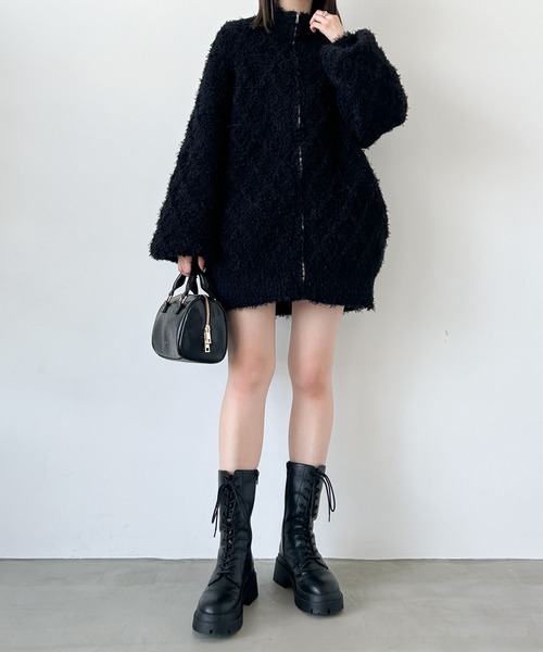Heather ジャケット ブルゾン シャギーニットZIPブルゾン 986357