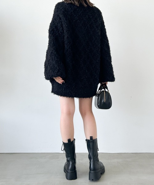 フード付き シャギーニットアウター Heather ジャケット ブルゾン シャギーニットZIPブルゾン 986357