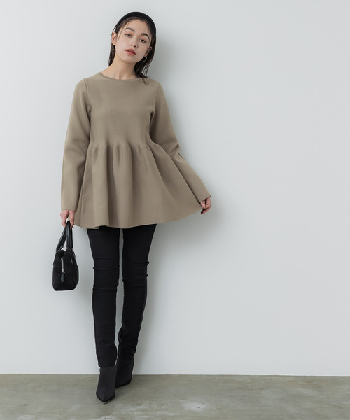 【関税込み】AFFXWRKS ブラウン ニットフーディ 洗える】ソフトカシミヤミックス ハイネックニット （ニット