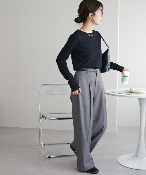tシャツ シアーテレコクロップドロングスリーブ　242275 レディース WR-ctn-sheer-relax-LT-wh-02-