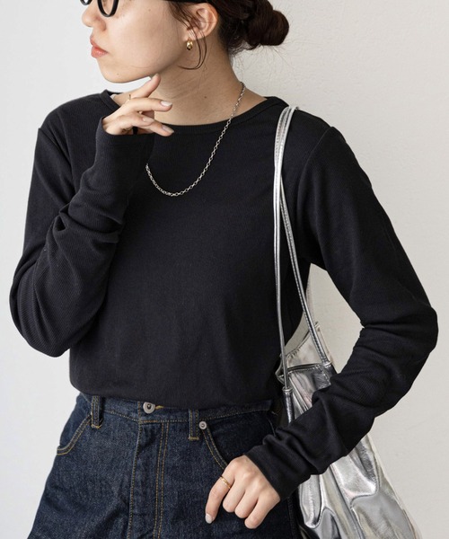 tシャツ シアーテレコクロップドロングスリーブ　242275 レディース THE PAUSE】シアーテレコロングTシャツ | Whim Gazette(ウィム