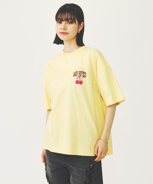 MILKFED. tシャツ RIBBON AND CHERRY WIDE S/S TEE レディース