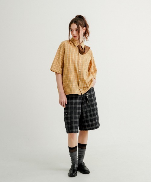 ★人気★【WV PROJECT】★Be loose fit check Shir.t★ WV PROJECT シャツ 「WV PROJECT」Novel check 12 sleeve shirt