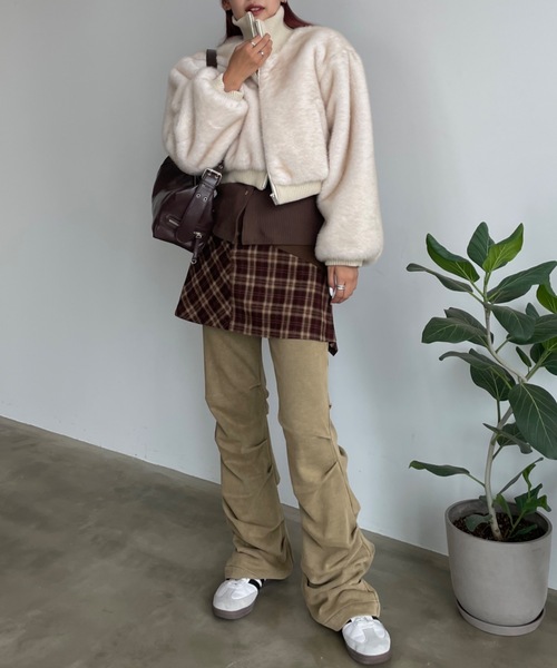 ✨️新品✨️ ファーコート ショート丈 shaggie SHAGGIE ブルゾン アウター 太リブショートファーブルゾン