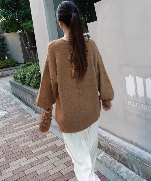 ニット セーター バックリボン起毛シャギーニット レディース CORNERS ニット セーター バックリボン起毛シャギーニット