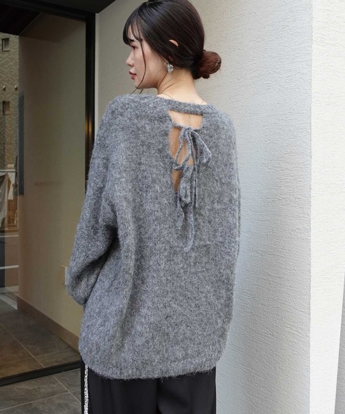 CORNERS ニット セーター バックリボン起毛シャギーニット