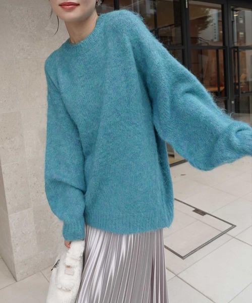 CORNERS ニット セーター バックリボン起毛シャギーニット