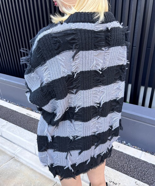 ニット セーター デストロイボーダーニット レディース メンズ