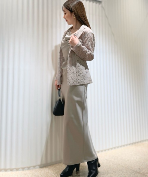 SNIDEL ワンピース レースジャケット×サテンキャミワンピースSET