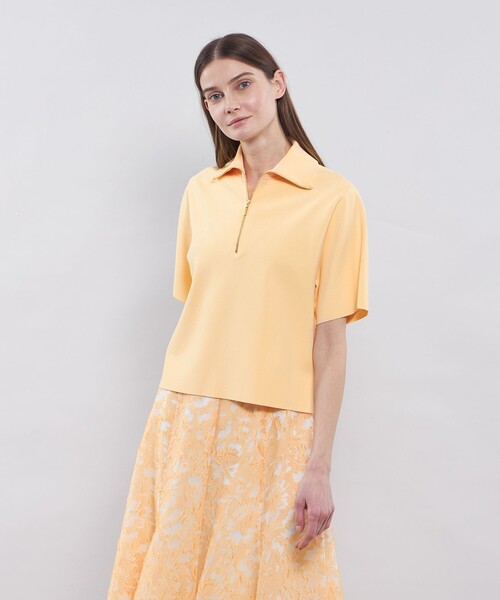 tシャツ 「La maglia」 ハーフジップニットプルオーバー レディース 洗濯可』マシンウォッシャブルハーフZIPニットプルオーバー[LA37