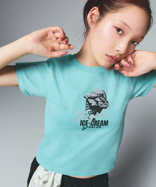 tシャツ GLITTER ICE CREAM S/S BABY TEE レディース