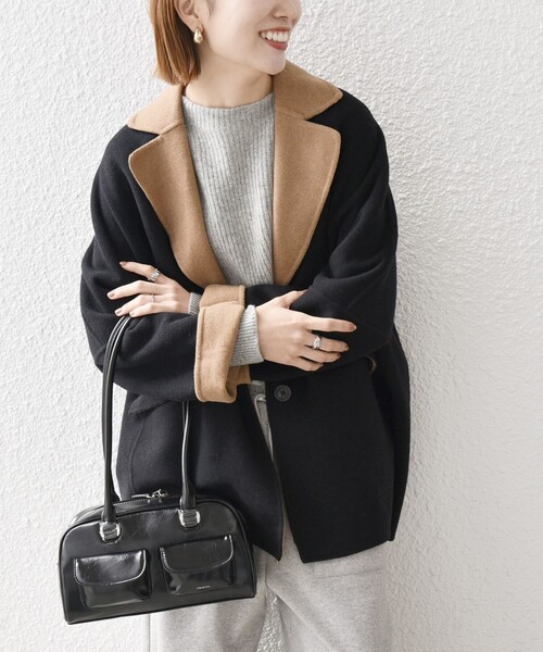 SHIPS any」 チェスターコート ONE SIZE ブラック レディース