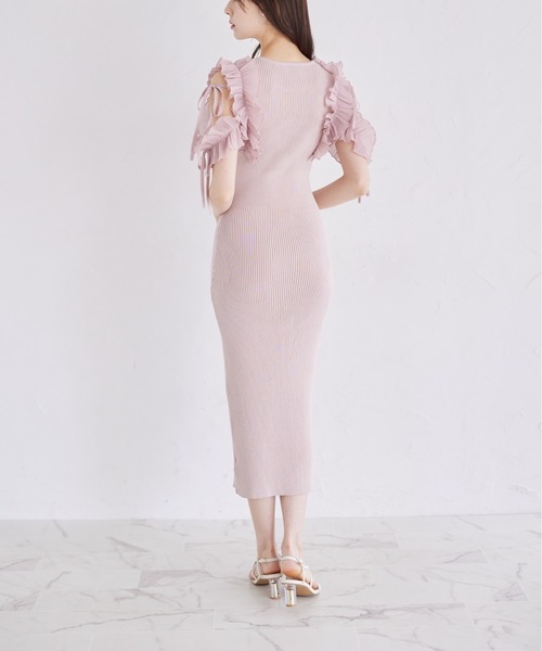 tocco closet ワンピース リボン付きシフォンプリーツフリル