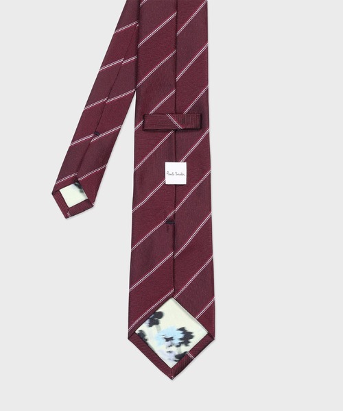美品 ポールスミス ネクタイ シルク レジメンタル ストライプ ワインレッド 赤 EDWARD'S - レジメンタル ストライプ シルク ネクタイ / ワイン