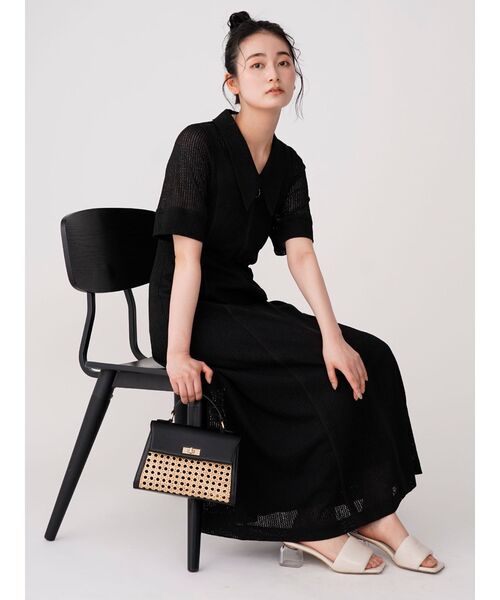 【関税込み】Blumarine ブラック カウルネック マキシワンピース LAGUNAMOON ワンピース メッシュレースカラーネックワンピース