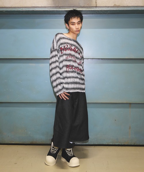 ハーフパンツ ワイドパンツ ジーンズ 短パン ヴィンテージ加工オーバー