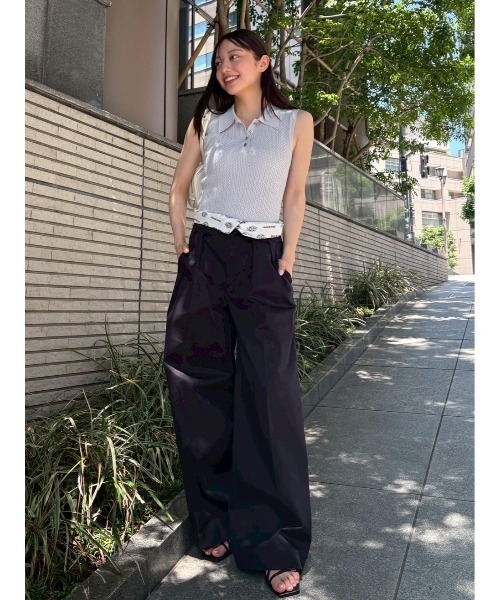 FRAY I.D ニット セーター ノースリーブケーブルニットポロ